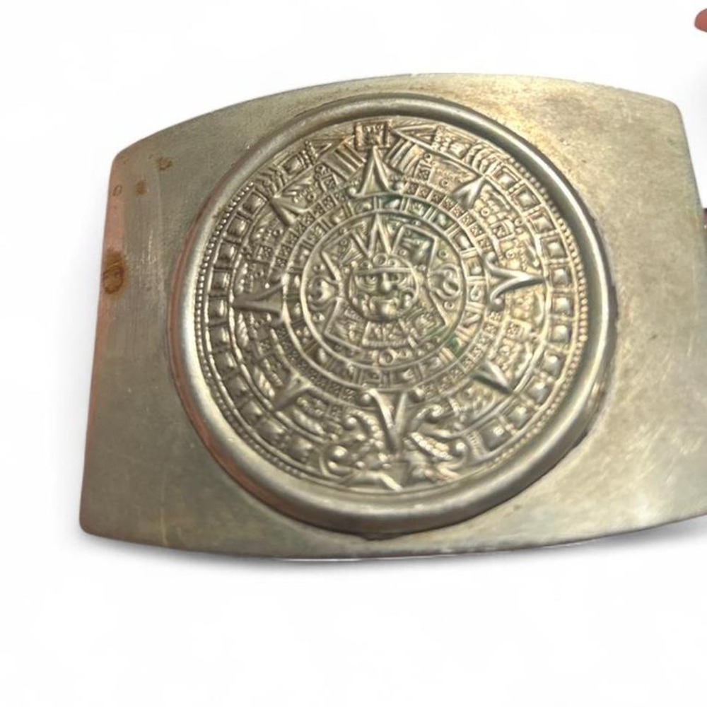 Vintage Silver tone Aztec belt buckle with sun sign (xs1) - Picture 4 of 6